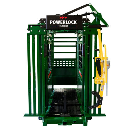 Powerlock 105 squeeze chute with head gate open