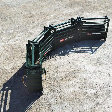 Above view of curved Easy Flow adjustable cattle alley