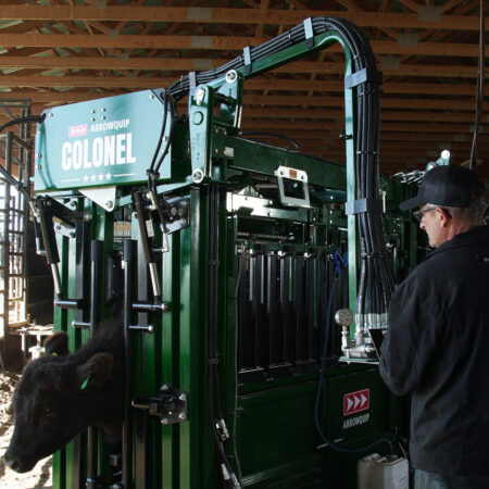 Rancher using hydraulic controls colonel chute