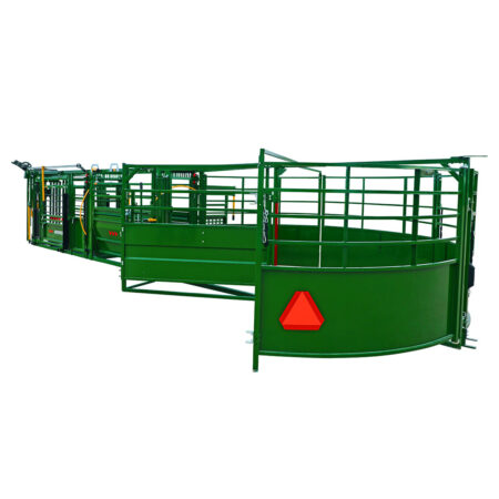 Rear view of the close up of the collapsible tub on the Arrowlock 75 portable chute alley and tub with the tub set up